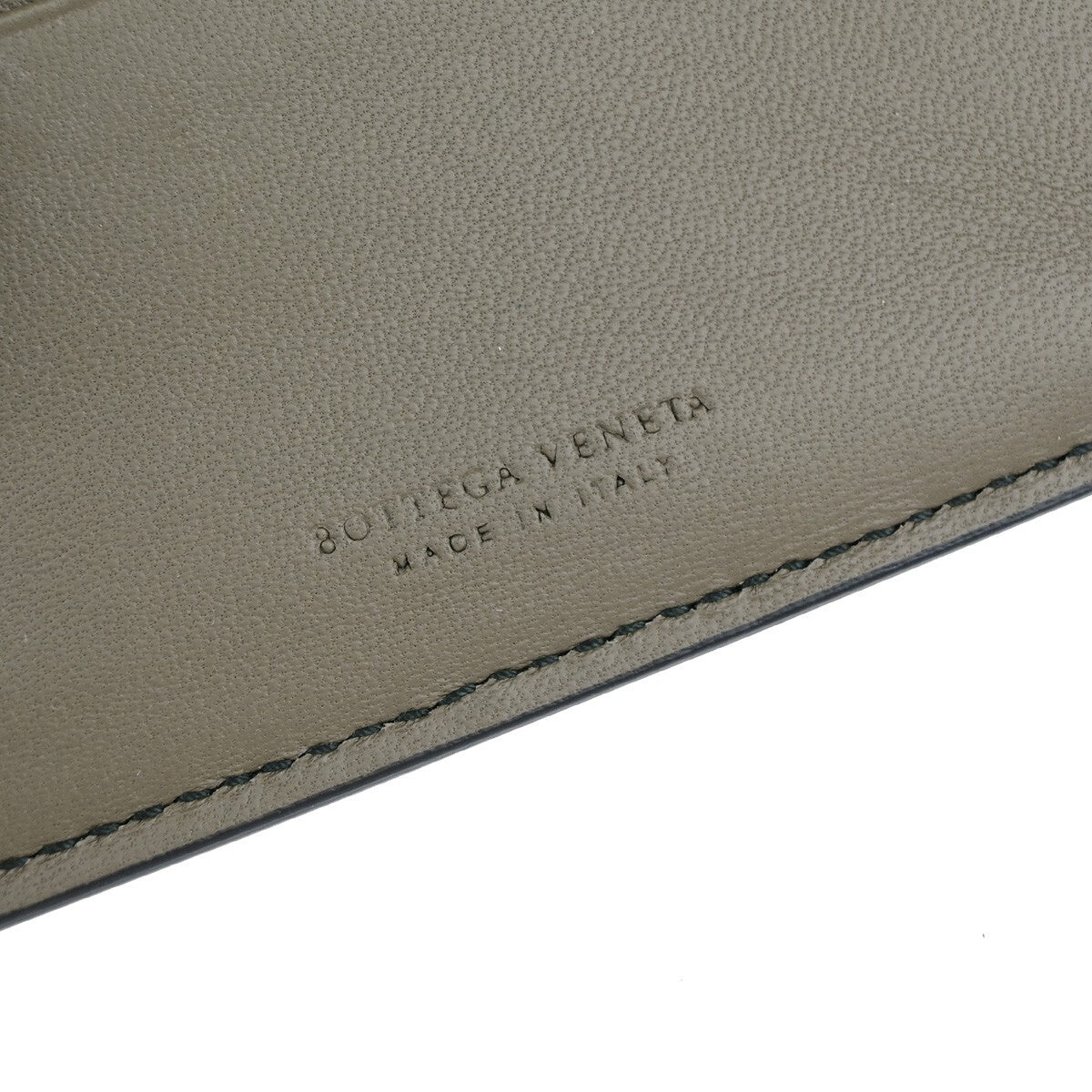 BOTTEGA VENETA Logo Compact Bifold Wallet Embossing Leather Brown Blue 68KB005