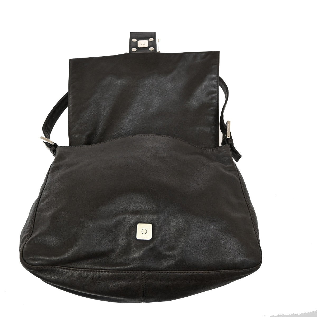 FENDI Mamma Baguette Shoulder Hand bag Leather Stone Brown Italy SHW 46RL468