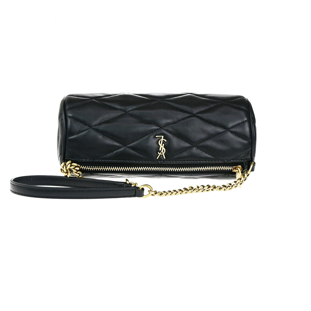 SAINT LAURENT YSL Logo Sade Small Cube Chain Hand Bag Leather Black GHW 660RK649