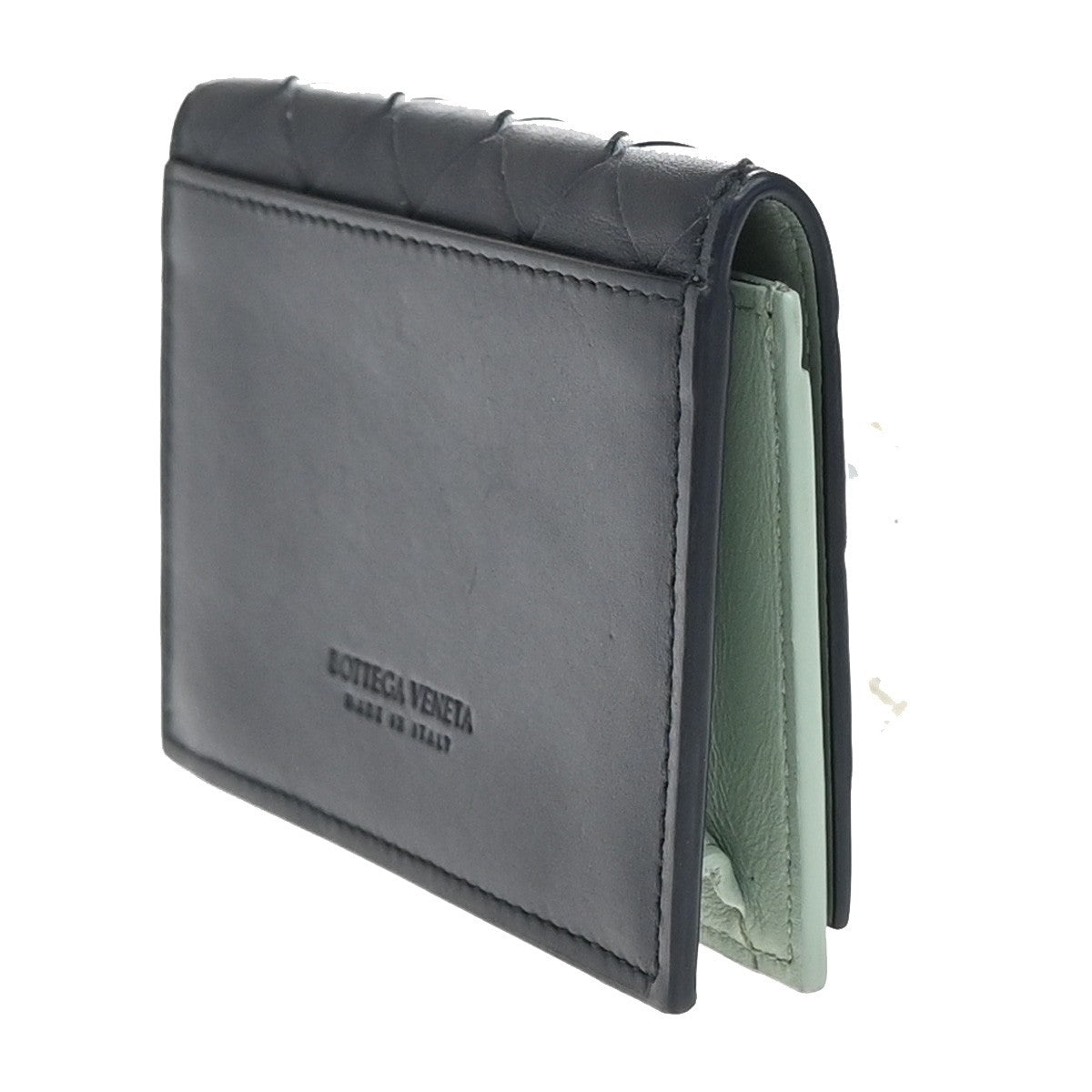 BOTTEGA VENETA Logo Intrecciato Card Case Wallet Leather Navy Blue Italy 66EF707