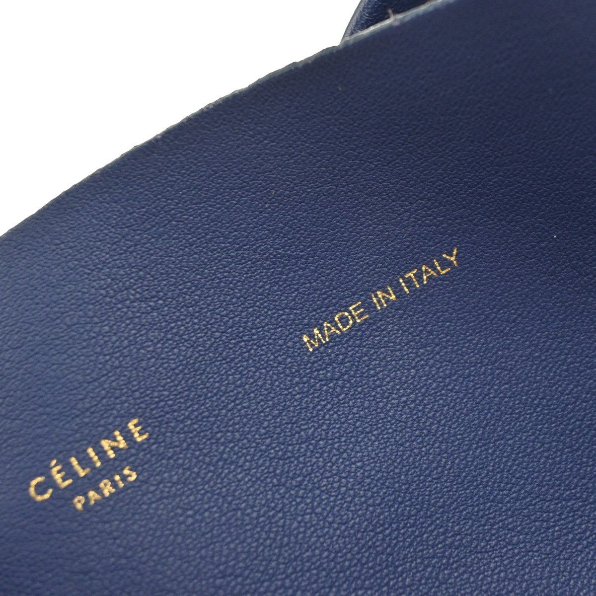 CELINE Logo Horizontal Bi-Cabas Shoulder Tote Bag Leather Blue Gray 82KP371