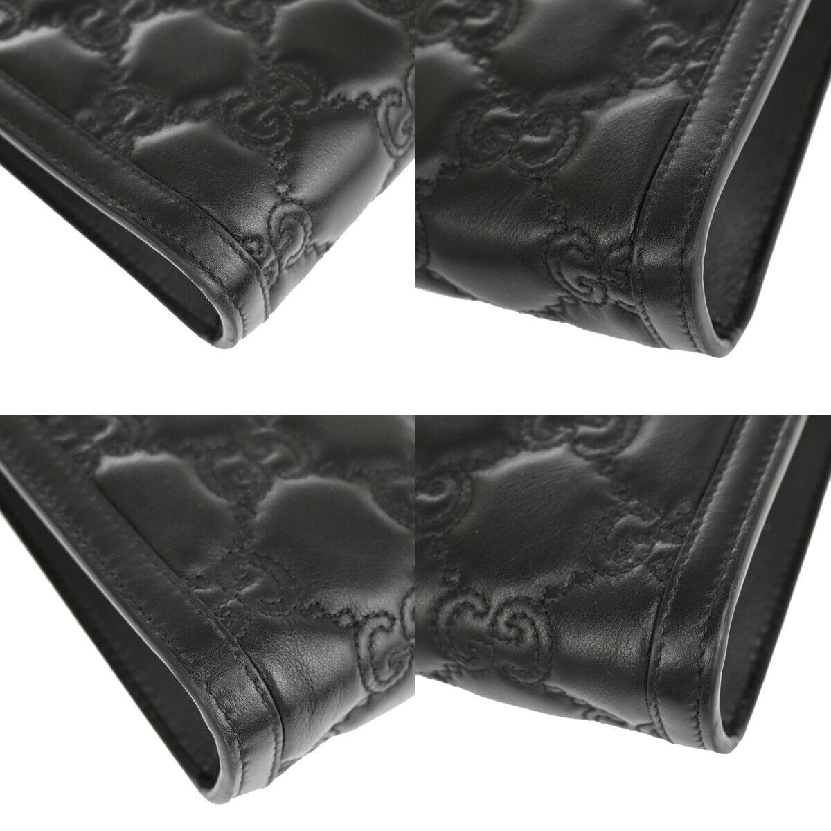 GUCCI GG Matelasse Mini 2Way Shoulder Hand Bag Leather Black Gold Italy 689RJ447