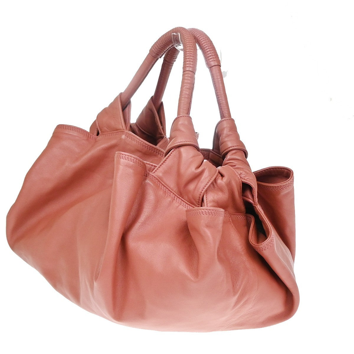 LOEWE Logo Nappa Aire Tote Hand Bag Leather Metallic Pink SHW Spain 84YJ099