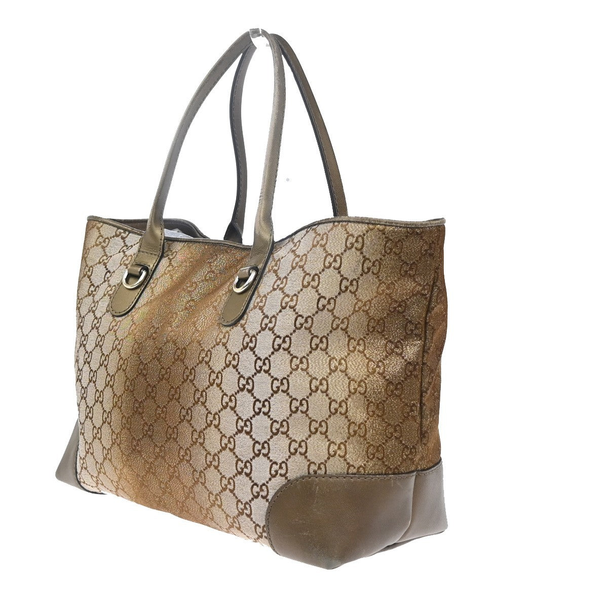 GUCCI GG Pattern Heart Bit Shoulder Bag Lurex Canvas Leather Brown Italy 31KC625