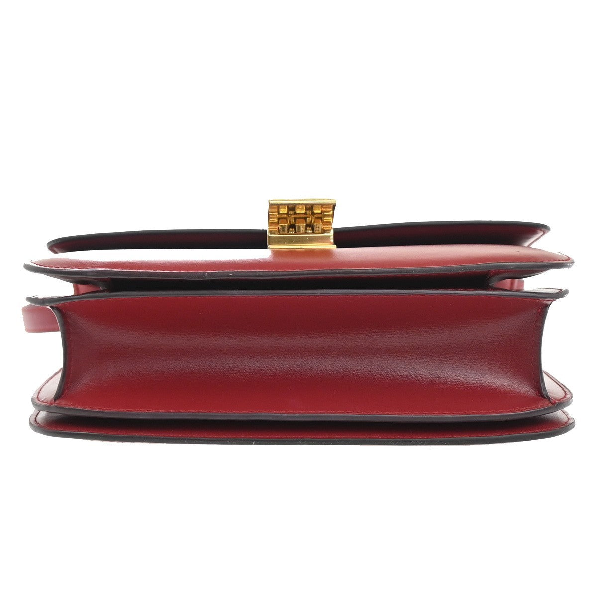 CELINE Logo Classic Box Flap Shoulder Bag Leather Red GHW Italy 92MA438