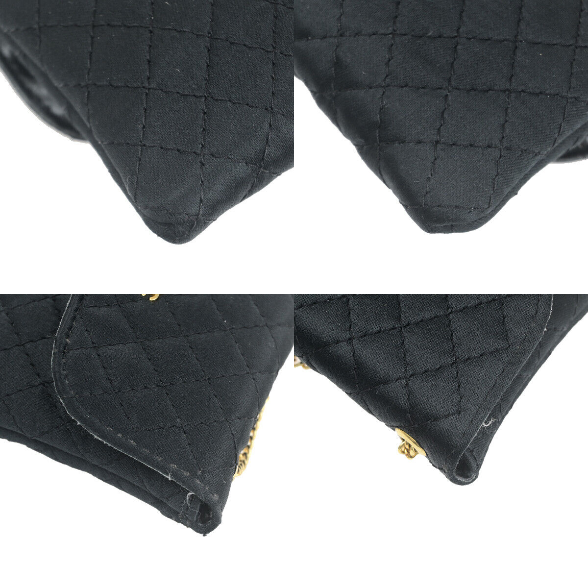 CHANEL CC Logo Micro Matelasse Shoulder Bag Pouch Canvas Leather Black 88RK080