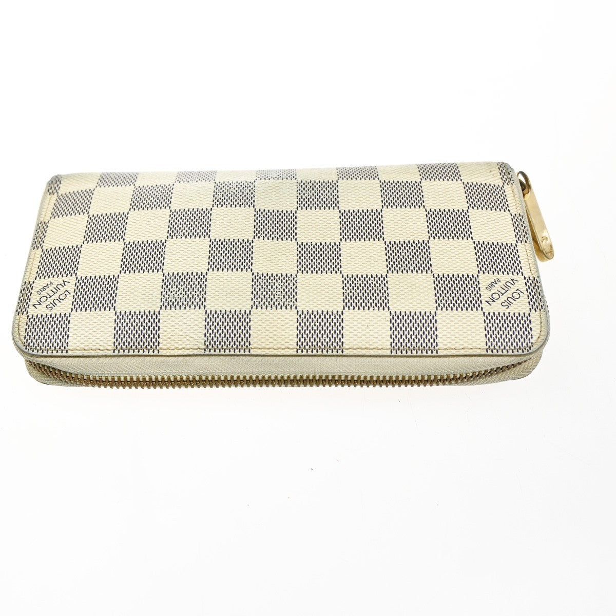 LOUIS VUITTON Zippy Long Wallet Damier Azur Leather White Spain N60019 67KD007