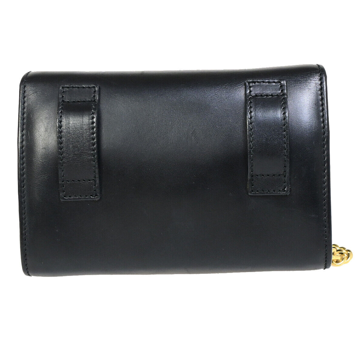 SALVATORE FERRAGAMO MIni Chain Shoulder Bam Bag Embossing Leather GHW 67SJ078