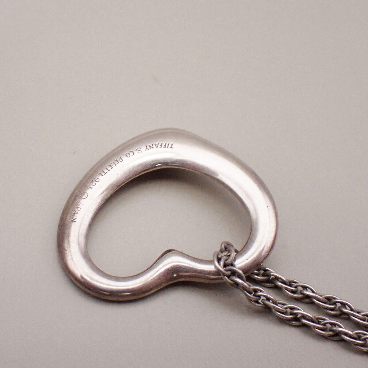 TIFFANY & CO. Open Heart 22mm Chain Necklace Ag 925 Elsa Peretti Silver 02YG729