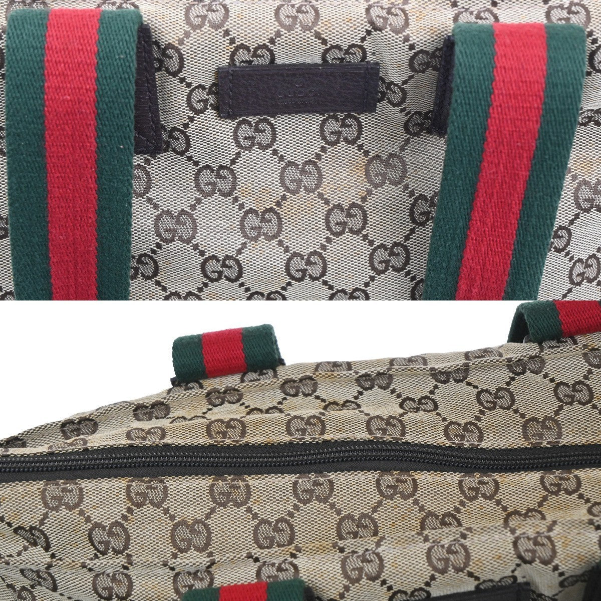 GUCCI GG Logo Sherry Line Shoulder Hand Bag Canvas Leather Beige Italy 67KC204