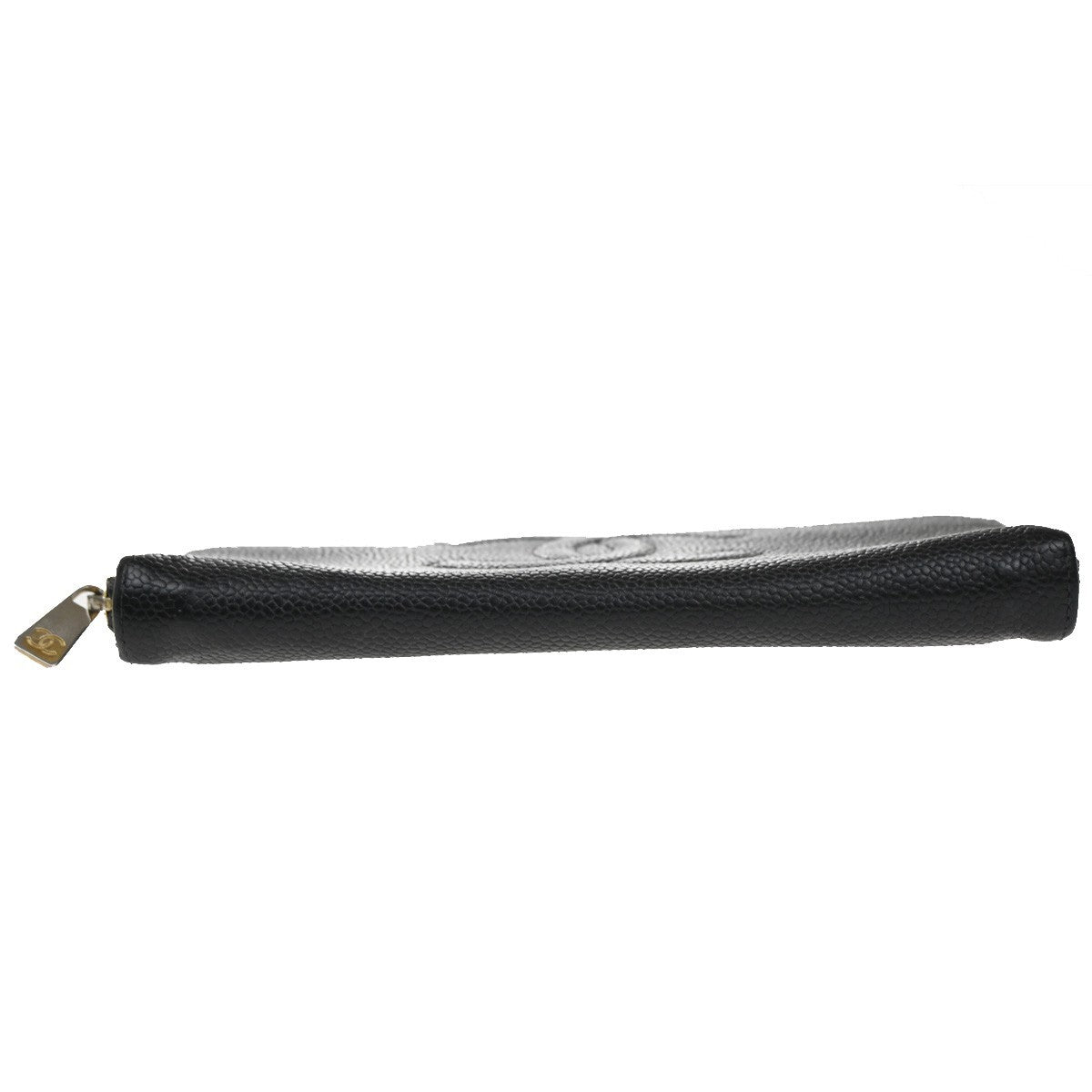 CHANEL CC Logo Long Zipper Wallet Grained Calfskin Leather Black GHW 04KC126