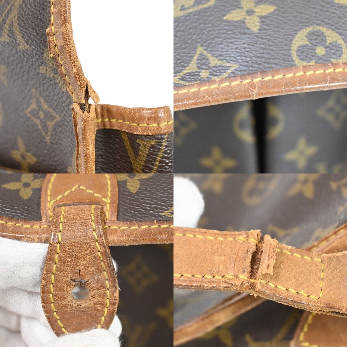 LOUIS VUITTON LV Logo Gibeciere MM Shoulder Bag Monogram Leather M42247 36FA232