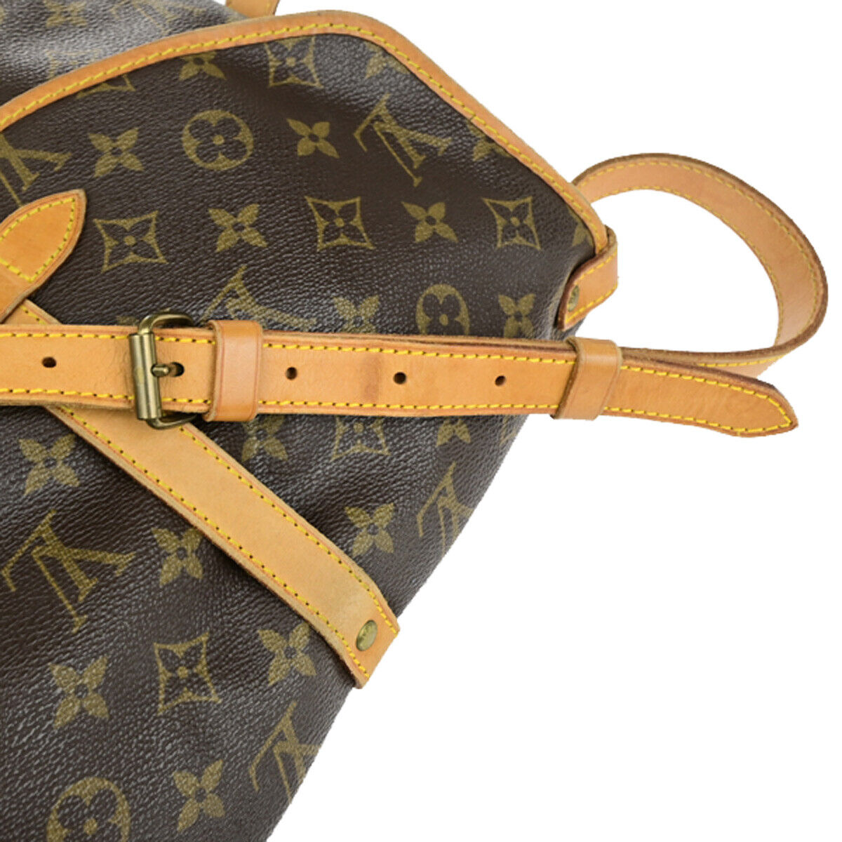 LOUIS VUITTON Logo Saumur 30 Shoulder Bag Monogram Leather Brown M42256 75YF423