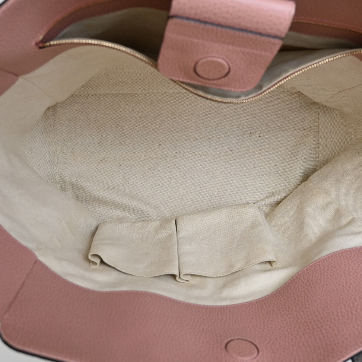 GUCCI Logo Swing Shoulder Tote Bag Leather Gray Pink GHW Italy 80EE613