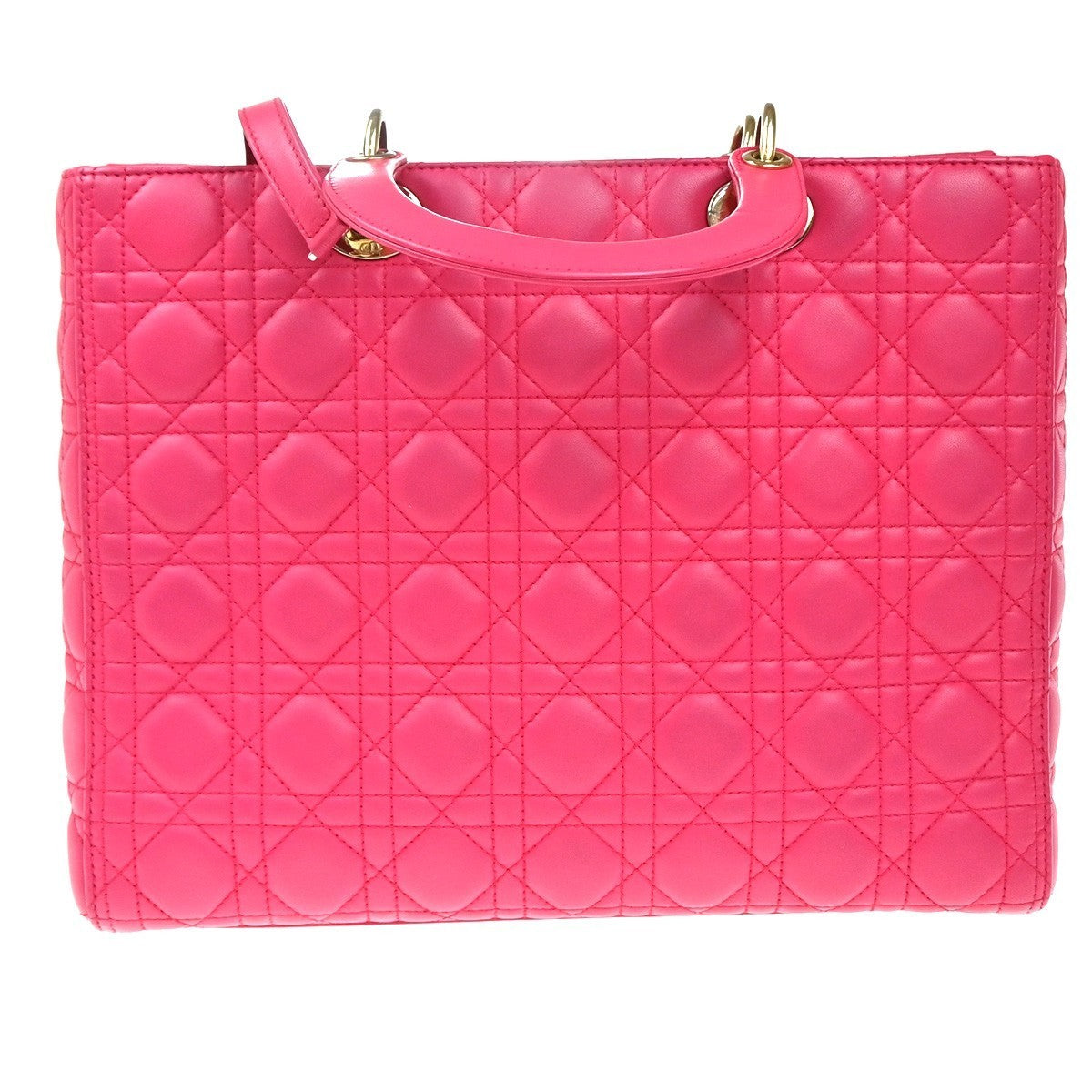 CHRISTIAN DIOR Lady Cannage 2Way Shoulder Hand Bag Leather Pink GHW 618RP028