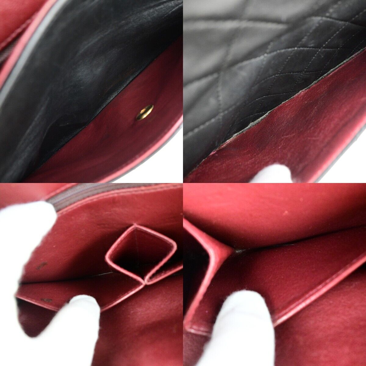 CHANEL Matelasse 25 Double Flap Chain Shoulder Bag Leather BK Vintage 344RK671