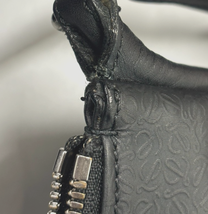 LOEWE Logo Repeat Anagram Shoulder Bag PVC Leather Black SHW Spain 32MA691