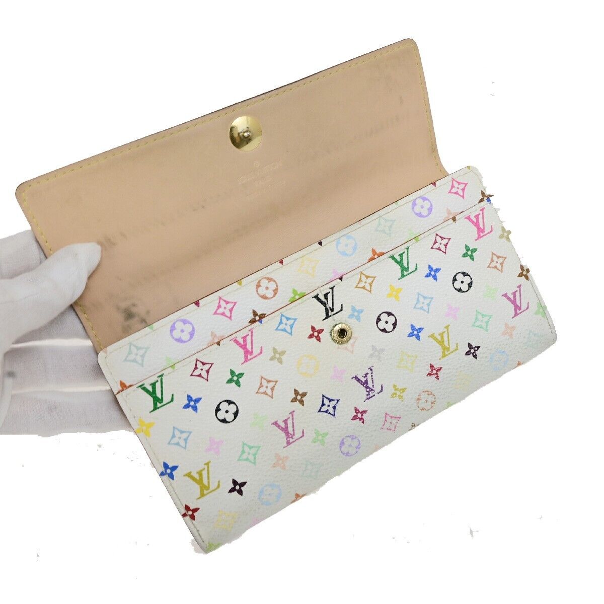 LOUIS VUITTON Long Bifold Wallet Portefeuille Sara multi White M93532 61KA458