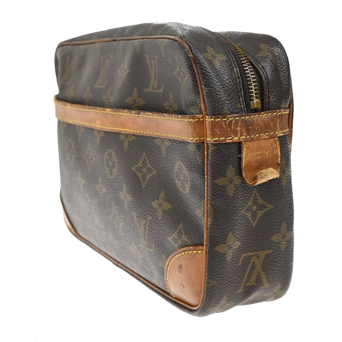 LOUIS VUITTON Compiegne 28 Clutch Hand Bag Monogram Leather Brown M51845 65YH217