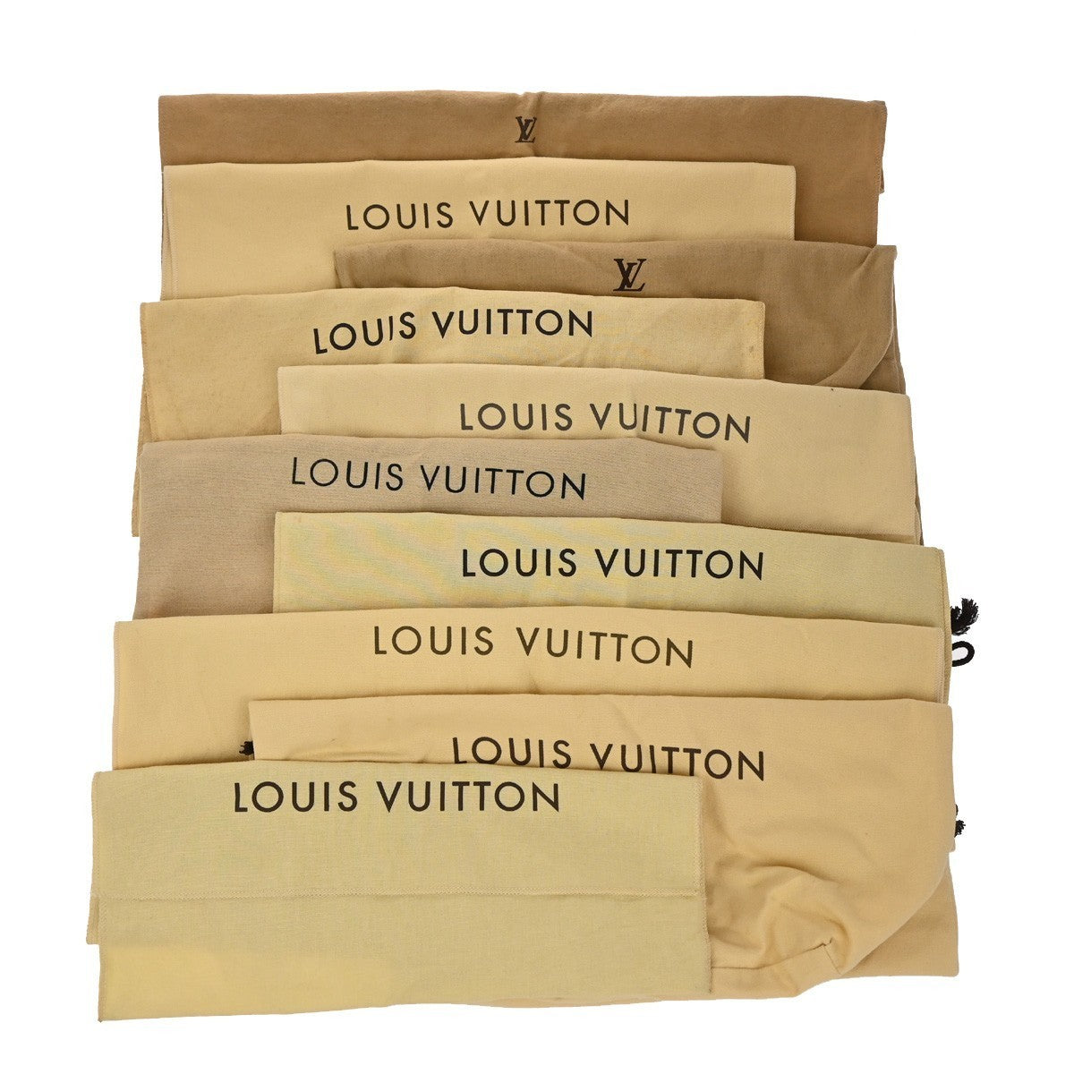 LOUIS VUITTON Logo 10 Set Dust Bag Drawstring Canvas Cotton Beige Brown 09KP246