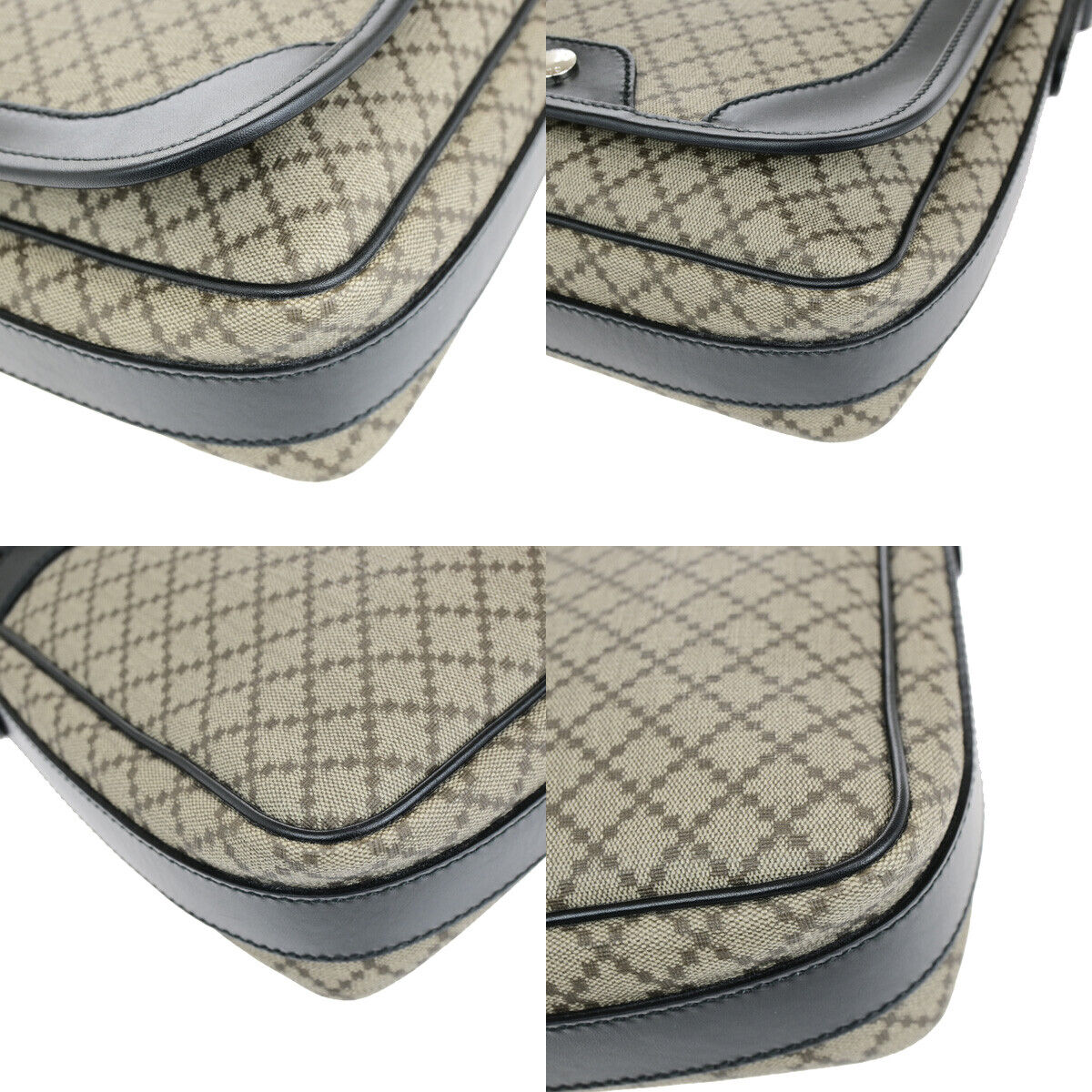 GUCCI Logo Diamante Crossbody Shoulder Bag PVC Leather Brown Black SHW 18YG605