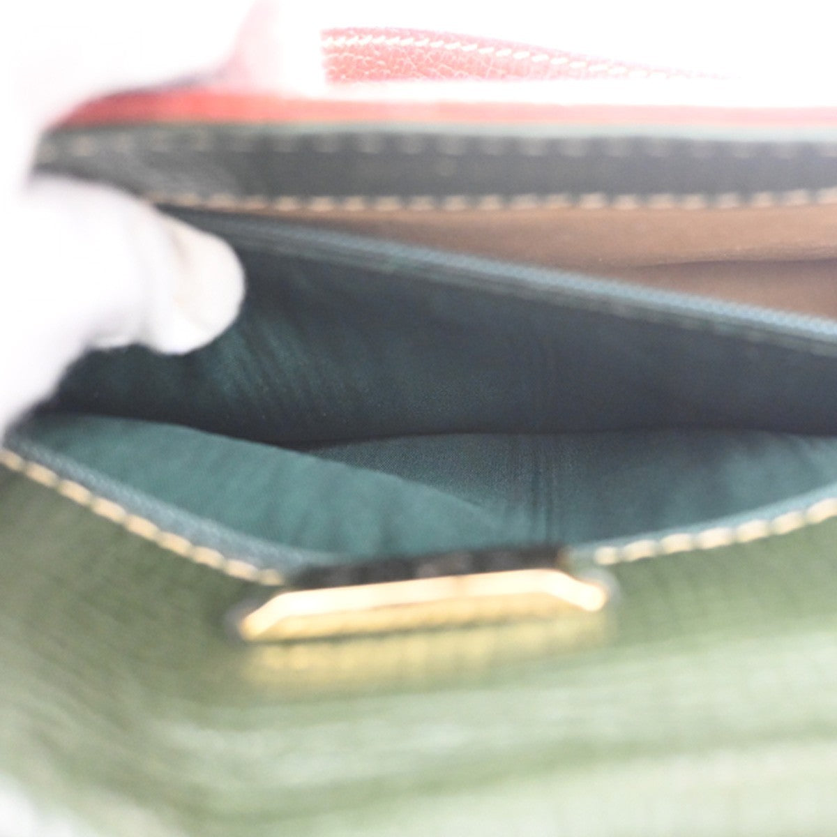 LOEWE Logo Barcelona Bicolor Shoulder Bag Leather Green Brown Italy 87KC777
