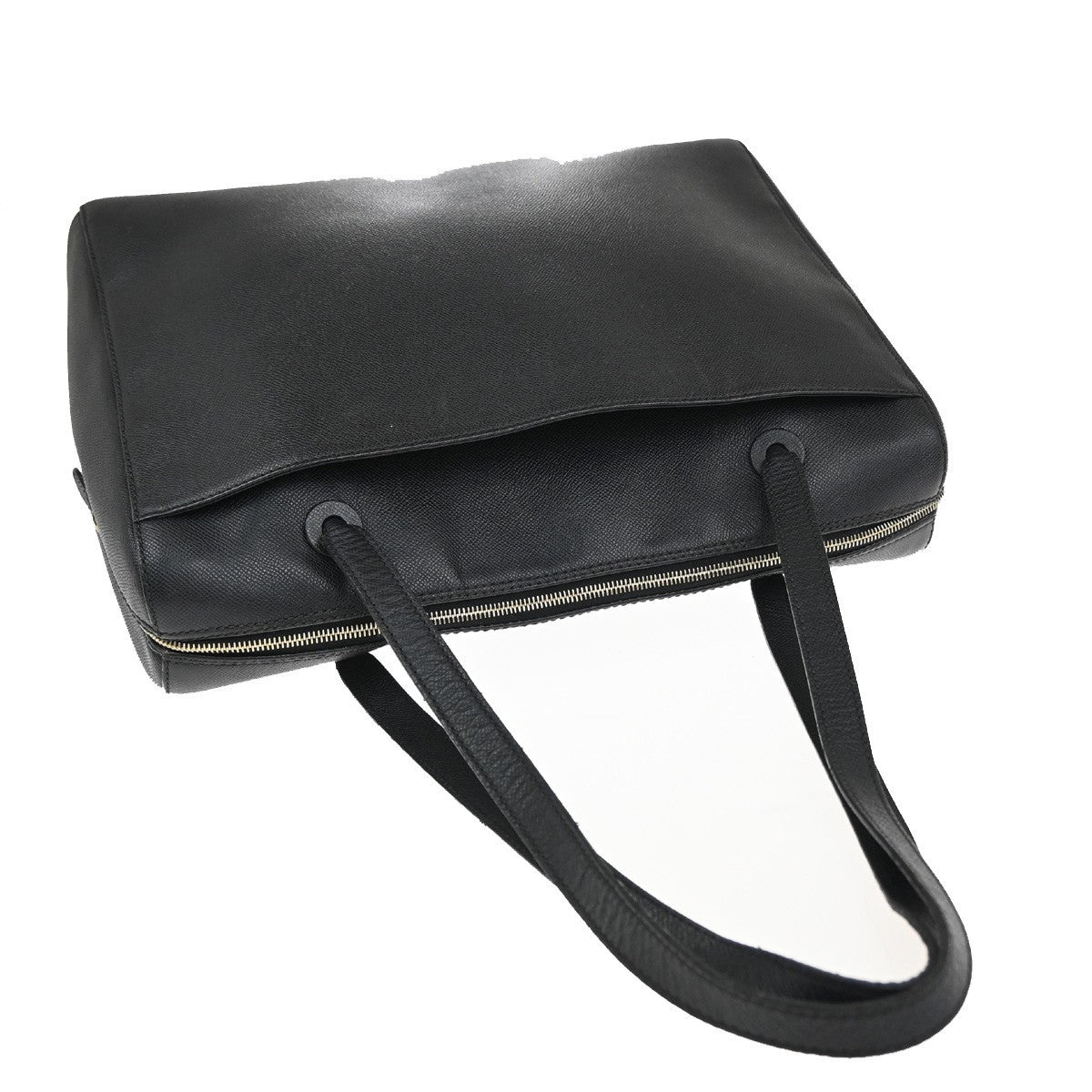 CHANEL CC Logo Shoulder Tote Bag Grained Calfskin Leather Black Vintage 98RP018
