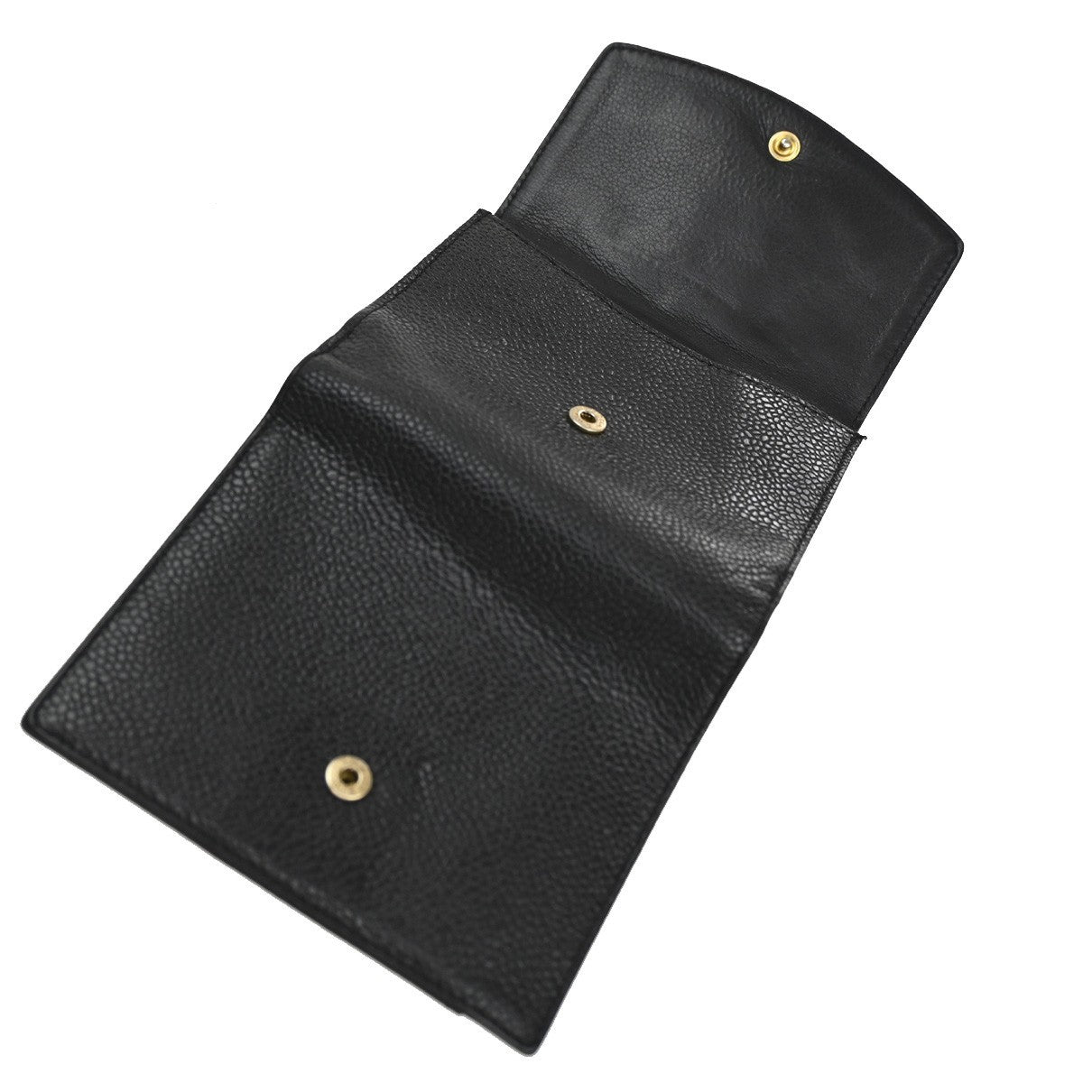 CHANEL CC Bifold Compact Wallet Grained Calfskin Leather Black Vintage 04KB916