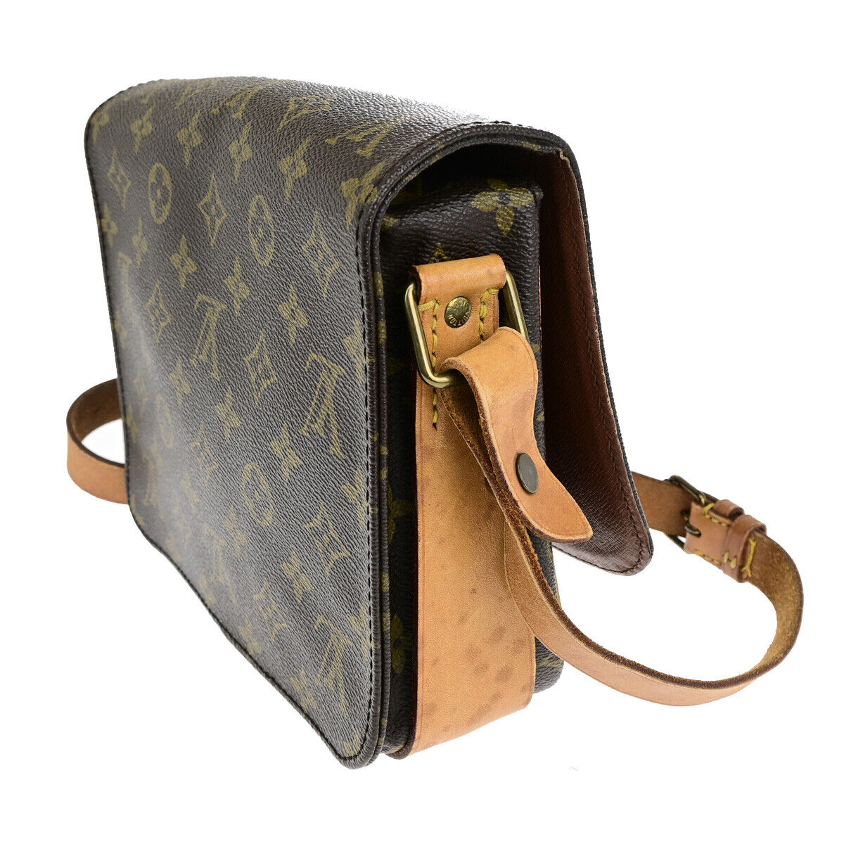 LOUIS VUITTON Cartouchiere MM Shoulder Bag Monogram Leather Brown M51253 34YF498