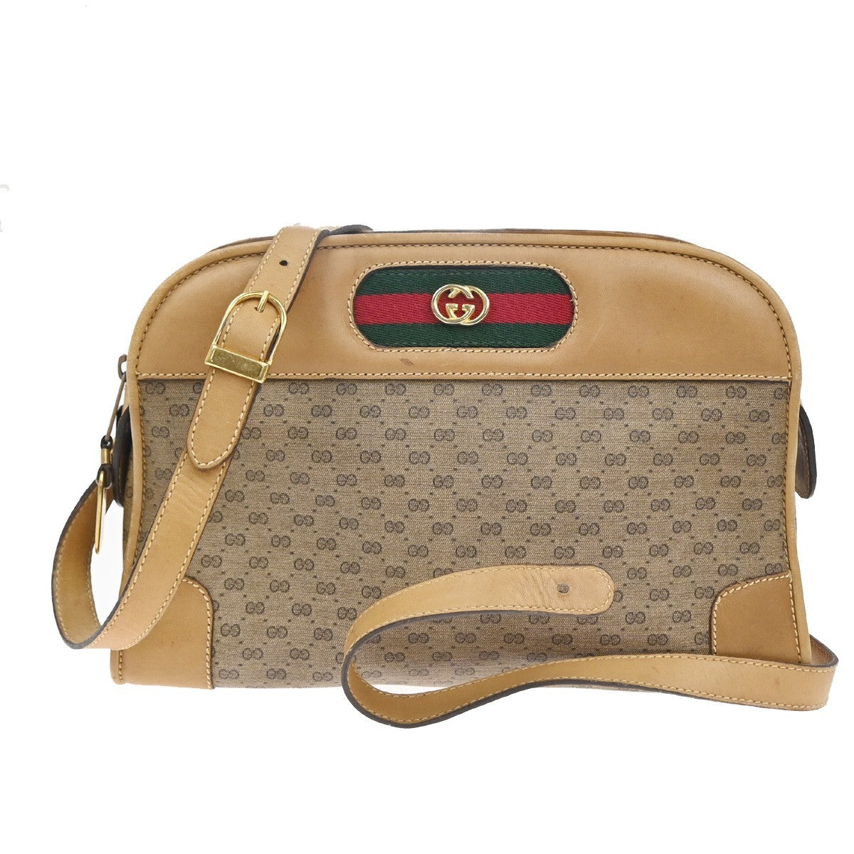 GUCCI Micro GG Pattern Crossbody Shoulder Bag PVC Leather Brown GHW 02TA593