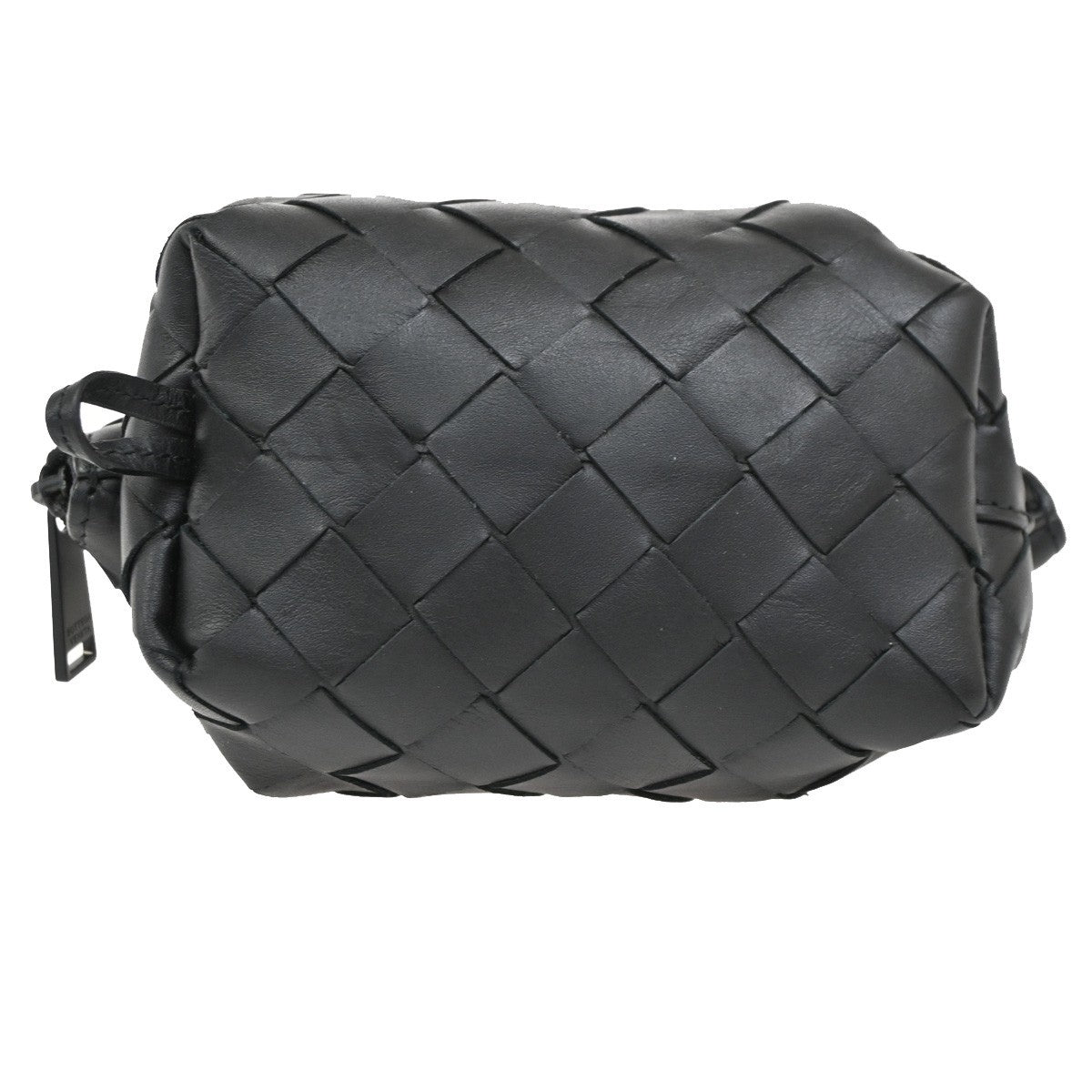 BOTTEGA VENETA Logo Intrecciato Mini Pouch Lambskin Leather Black 30RL546