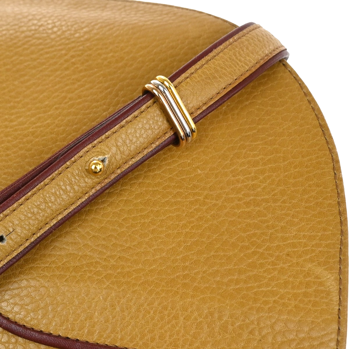 MUST DE CARTIER 2C Logo Trinity Bicolor Shoulder Bag Leather Yellow Red 38YJ118