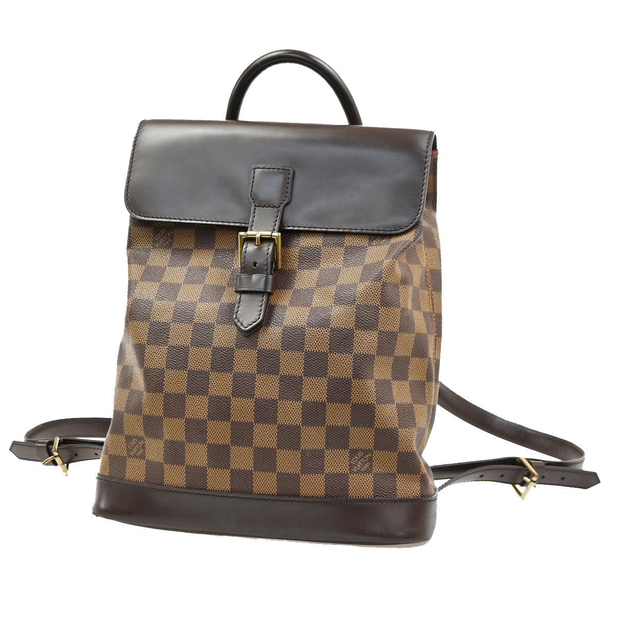 LOUIS VUITTON Logo Soho Backpack Bag Damier Ebene Leather Brown N51132 20SA057