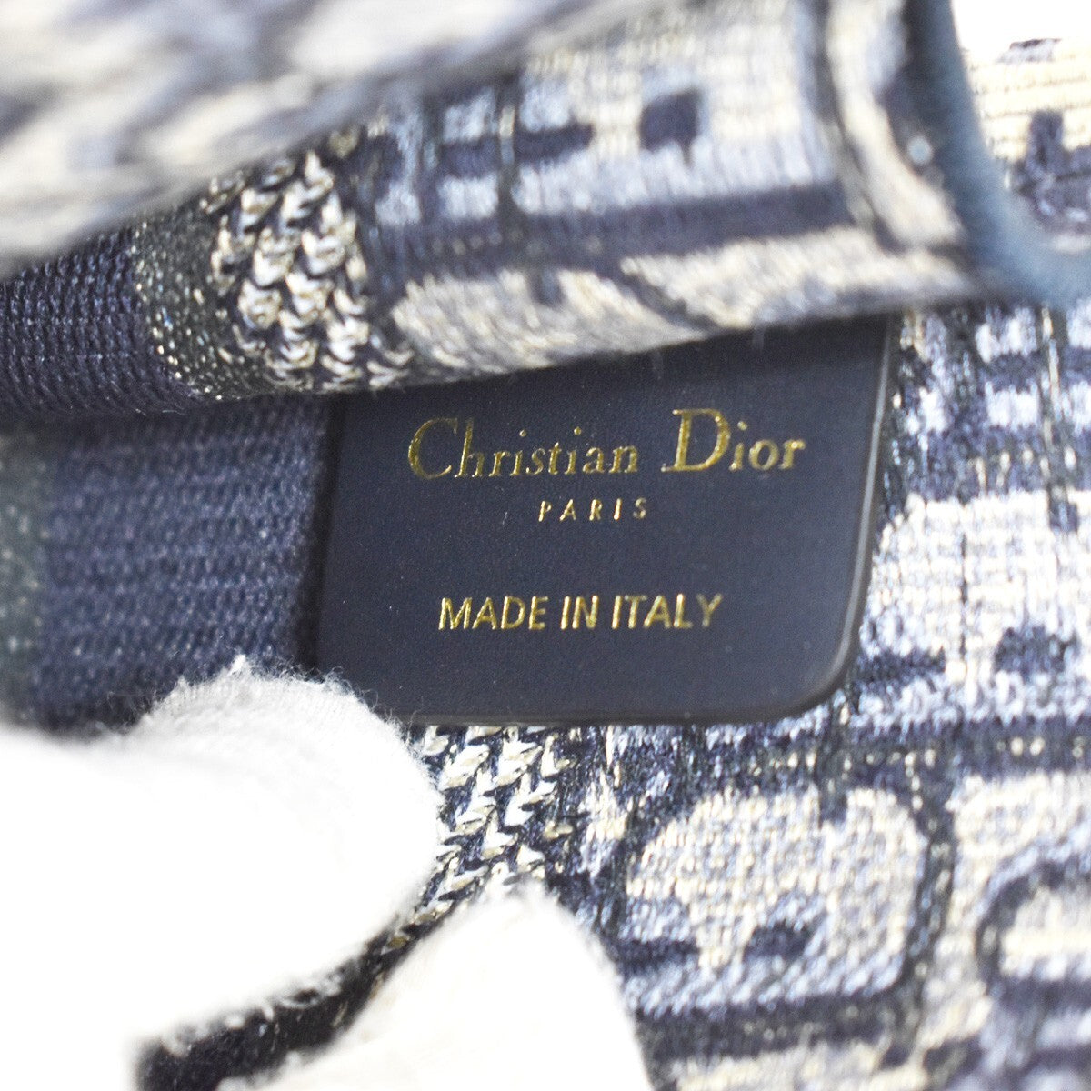 CHRISTIAN DIOR Logo OBLIQUE Mini Hand Bag Canvas Navy Blue Italy 373LC335