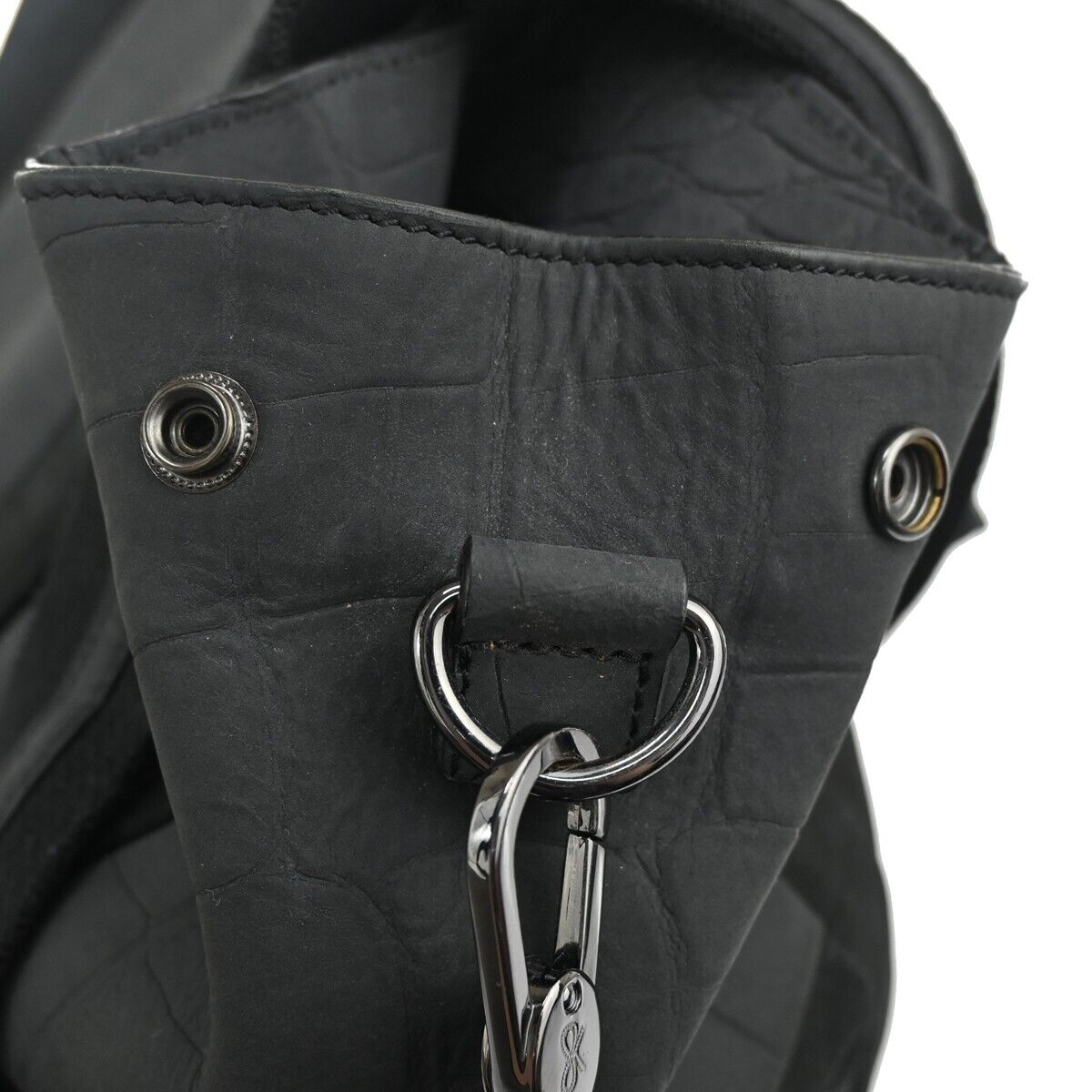 ANYA HINDMARCH Logo 2Way Shoulder Hand Bag Embossing Suede Leather Black 05DA069