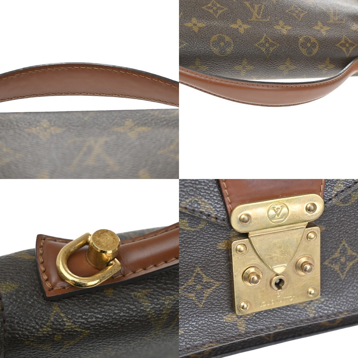 LOUIS VUITTON Monceau 28 Hand Bag Monogram Leather Brown France M51185 32TA229