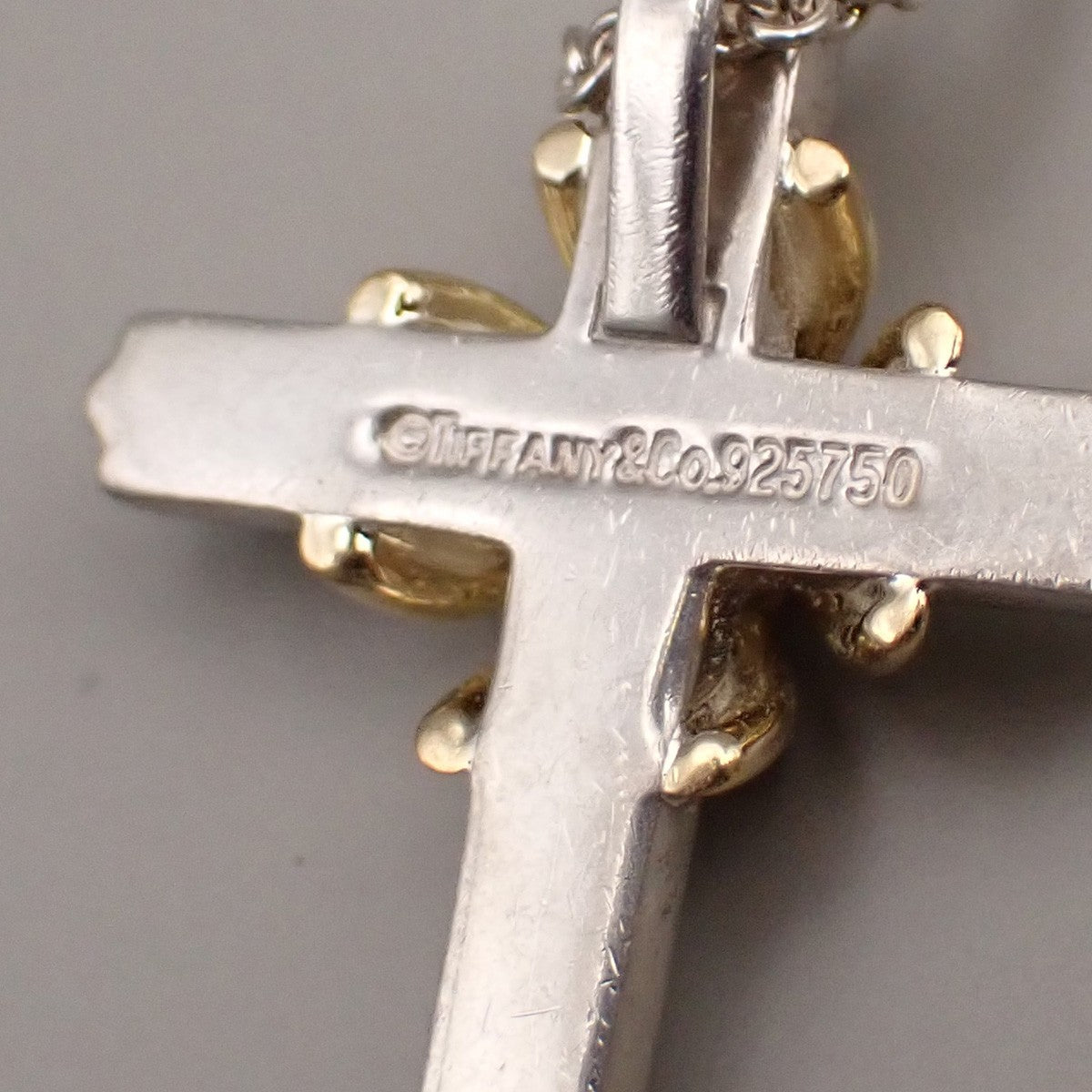 Tiffany & Co. Signature Cross Chain Necklace Pendant Silver 925/Gold 750 83RF610