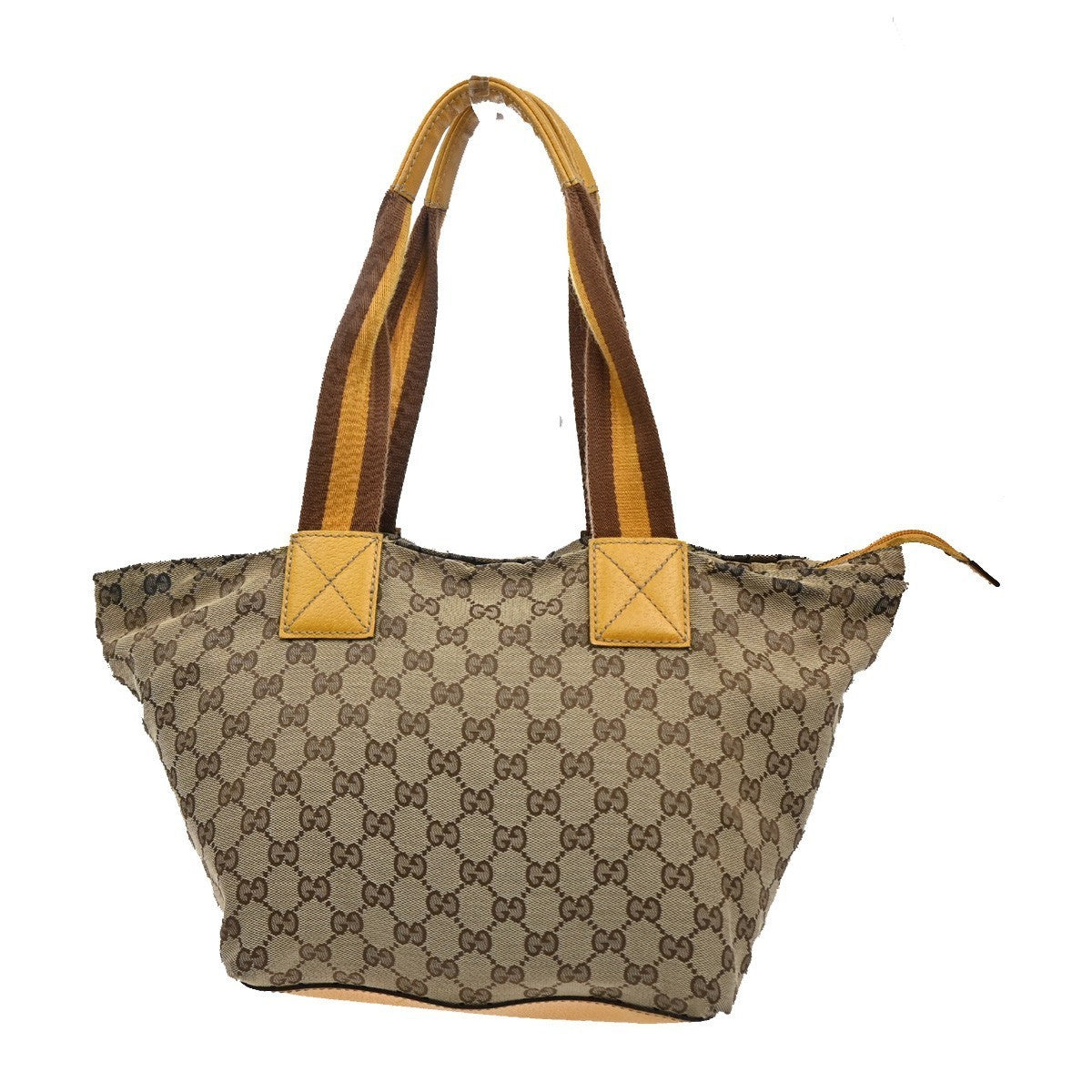 GUCCI GG Canvas Shoulder Tote Bag Leather canvas Yellow Italy 66CA368