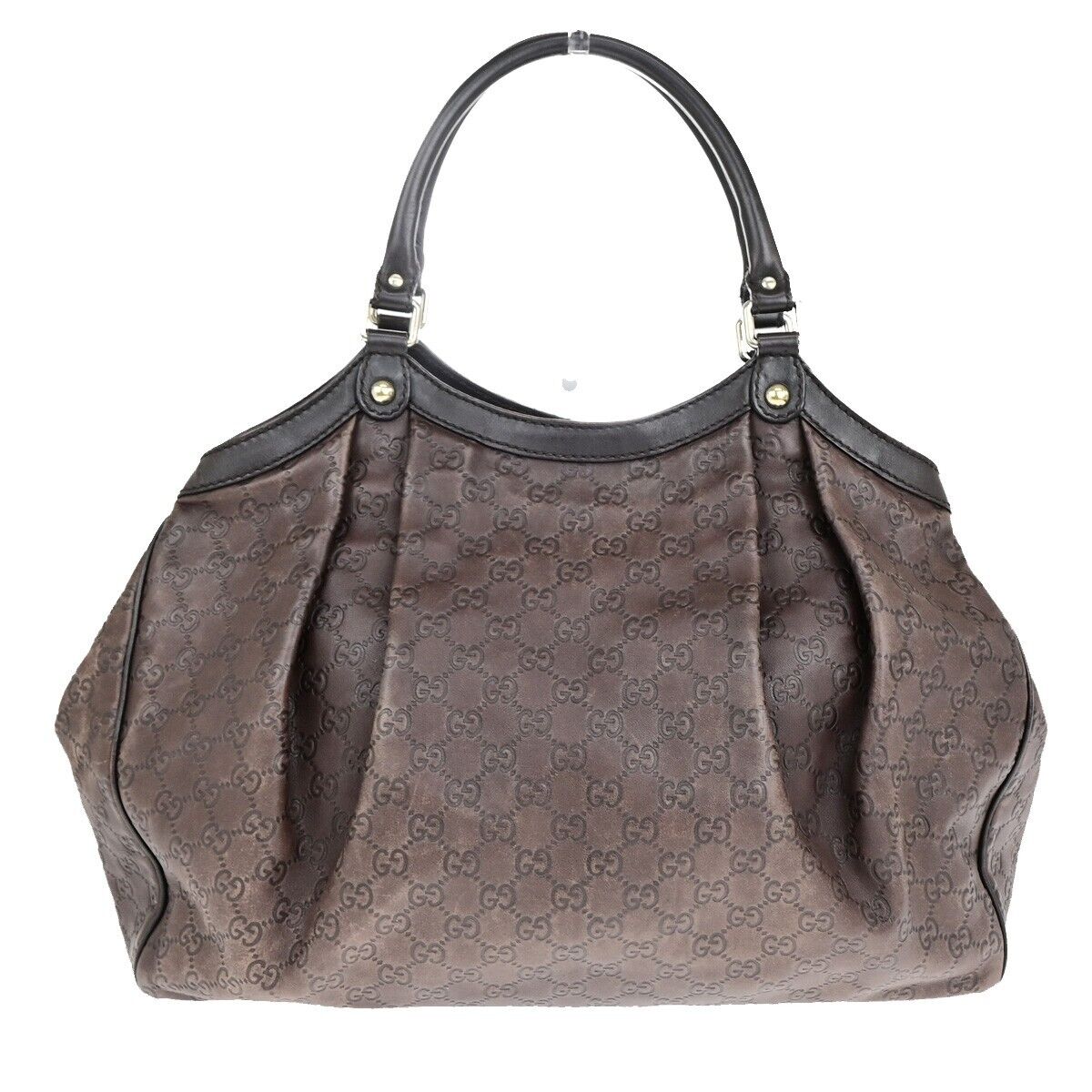 GUCCI Logo Guccissima Sukey GG Pattern Shoulder Bag Leather Brown GHW 83EC987