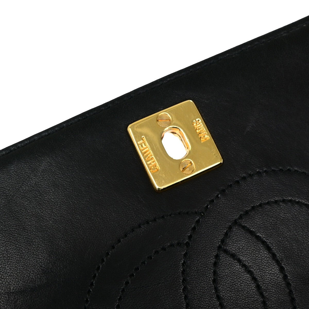 CHANEL CC Matelasse 23 Double Flap Chain Shoulder Bag Leather Black GHW 323RK827