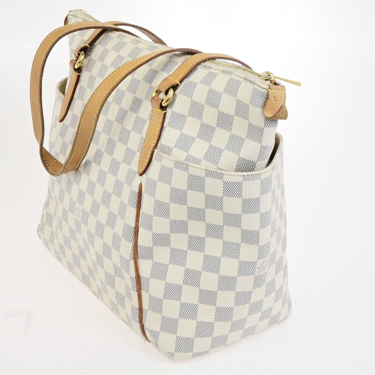 LOUIS VUITTON Totally MM Shoulder Bag Damier Azur Leather White N51262 20FA324