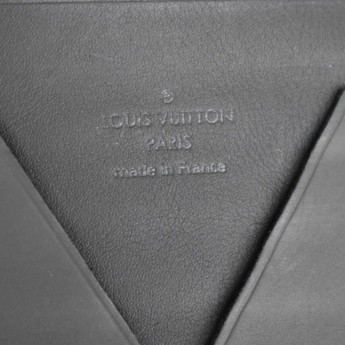LOUIS VUITTON V line Zip Long ZBifold Wallet Leather Black Blue M61251 61SH086