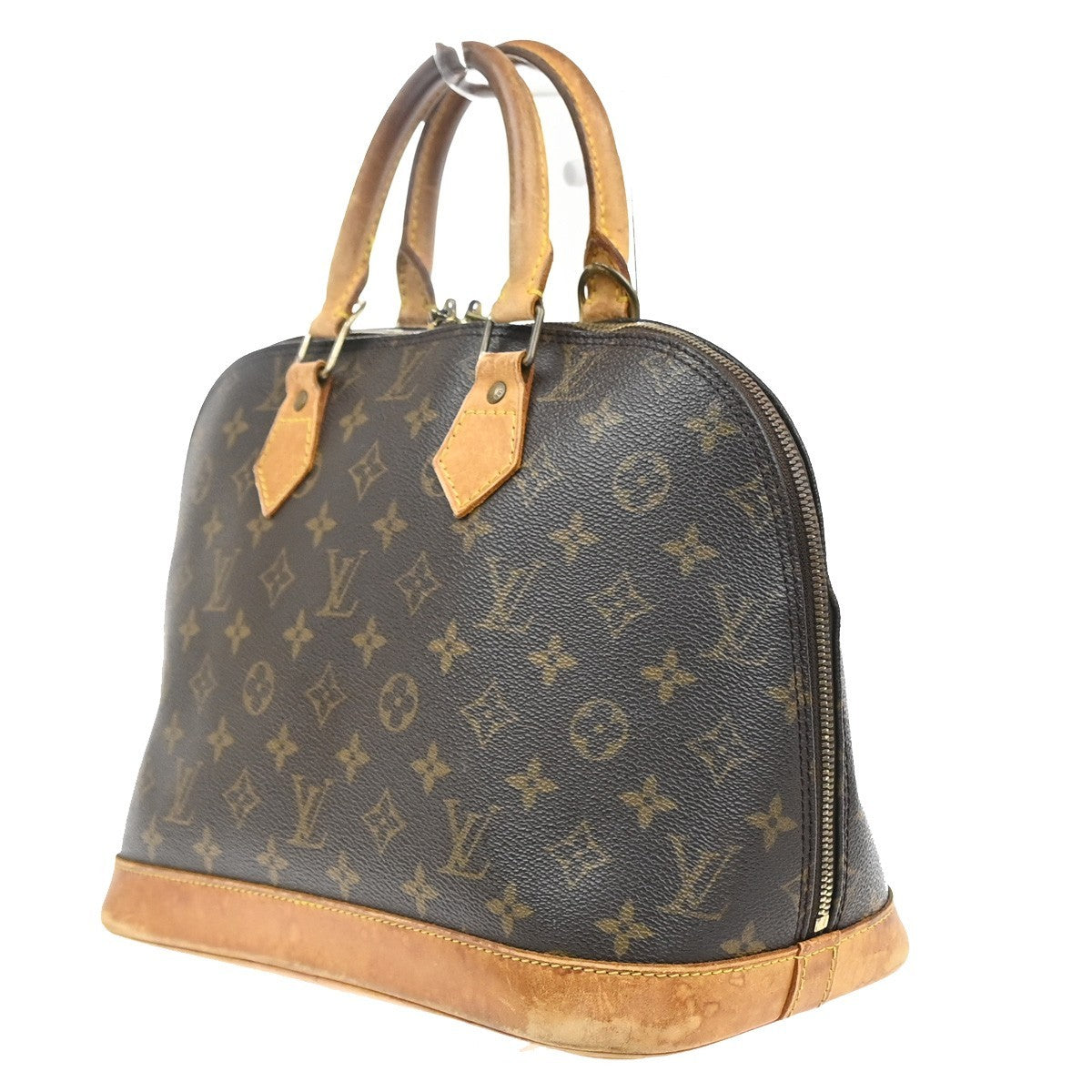LOUIS VUITTON LV Logo Alma Hand Bag Monogram Leather Brown France M51130 88MA581
