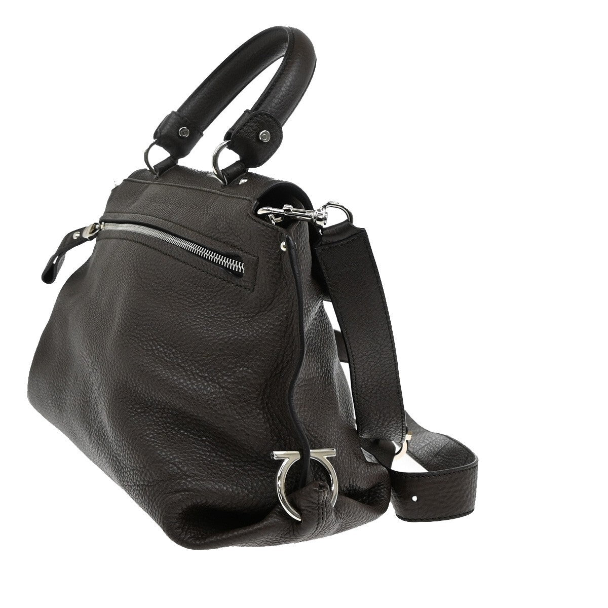 SALVATORE FERRAGAMO Sofia Gancini 2Way Shoulder Hand Bag Leather Brown 86KP141
