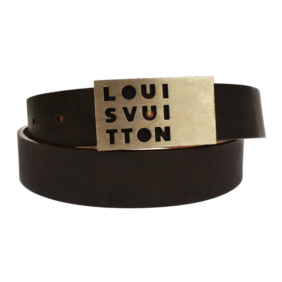 LOUIS VUITTON Ceinture LST Belt Leather Brown Silver M6809 Spain 60GA235