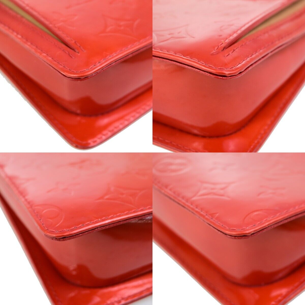 LOUIS VUITTON LV Motto Shoulder Bag Monogram Vernis Leather Red M91137 30FB338