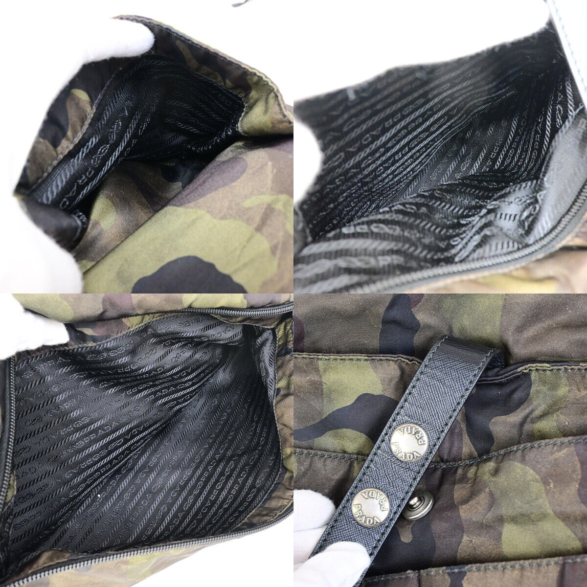 PRADA Tessuto Crossbody Camouflage Shoulder Bag Nylon Leather GN SHW 77YG559