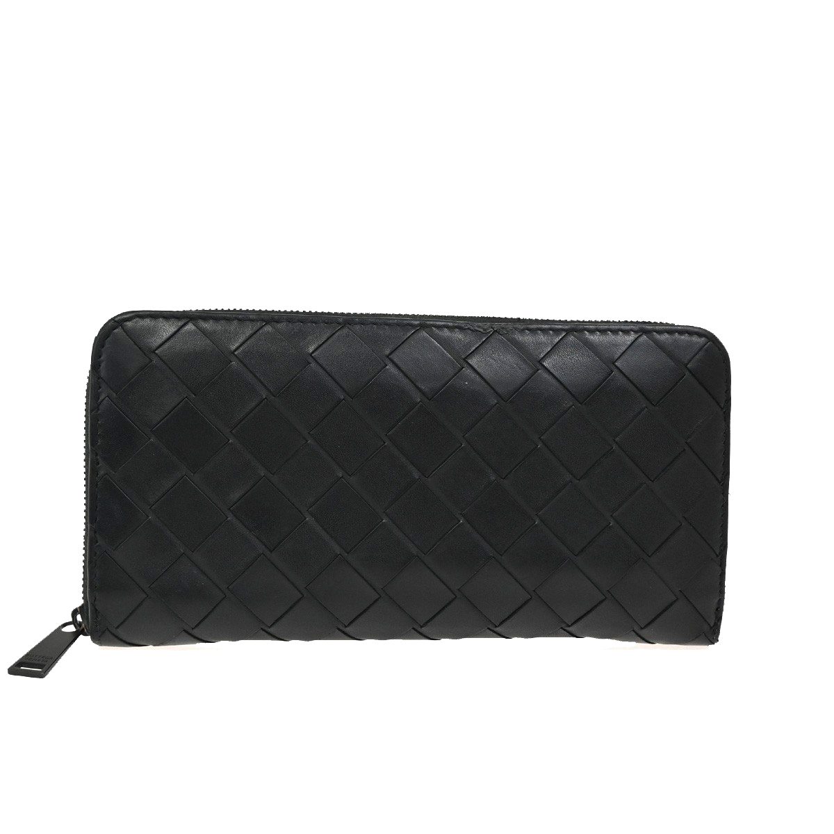 BOTTEGA VENETA Intrecciato Long Zipper Around Wallet Leather Black 65FC117