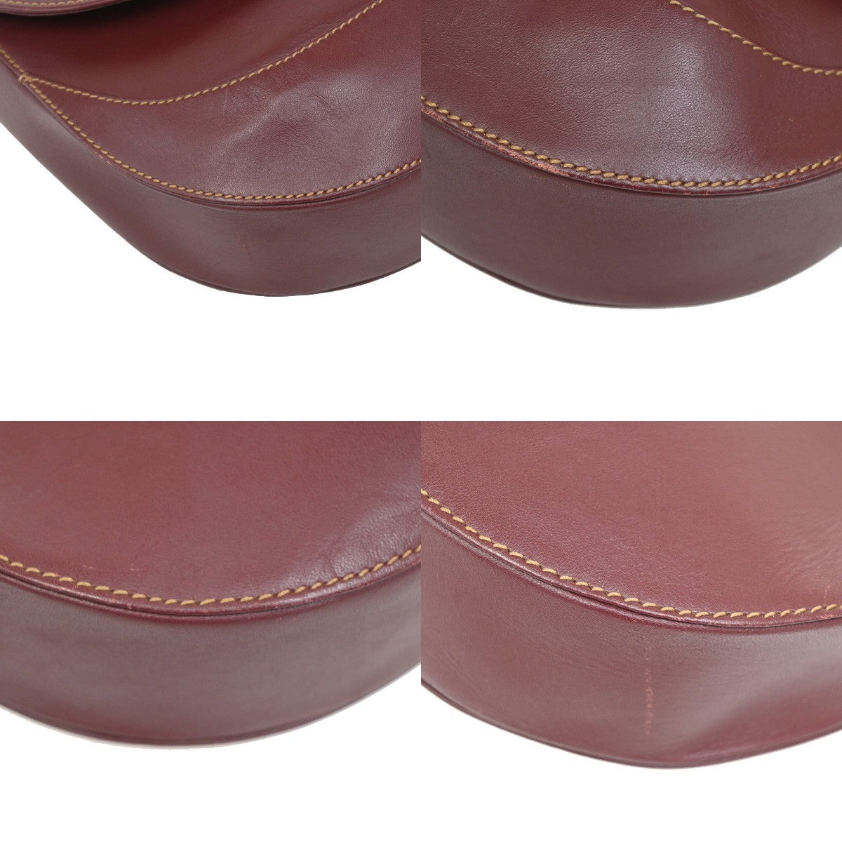 MUST DE CARTIER 2C Logo Clutch Hand Bag Leather Red GHW Italy 09KB640