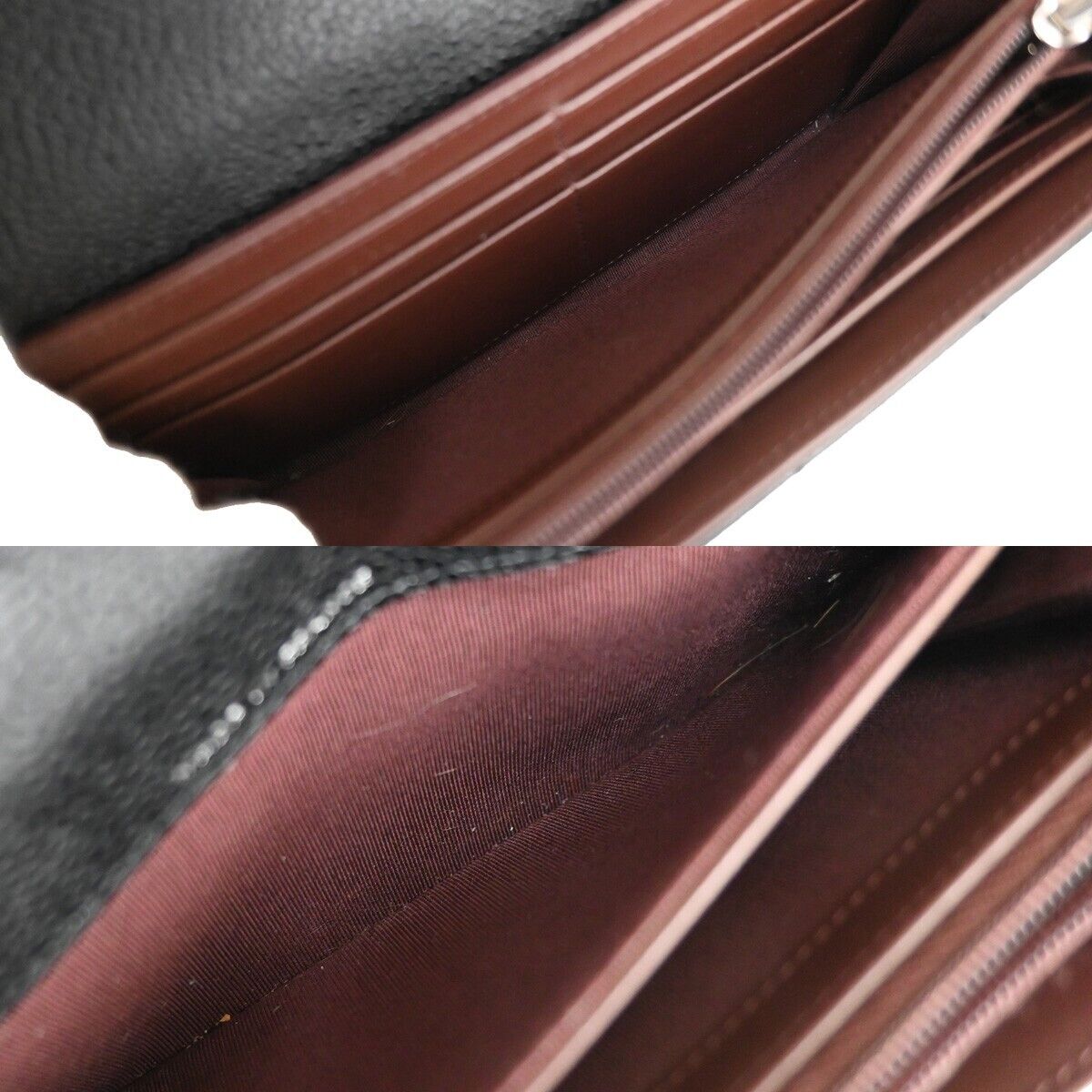 "CHANEL CC Matelasse Long Bifold Wallet Purse Caviar Leather Black SHW 41RJ205